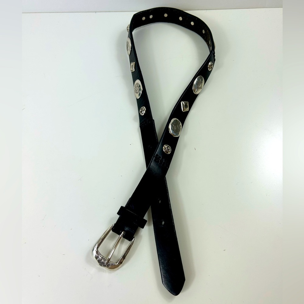 Brighton Western Black with Metal Hardware Belt, Size M/L